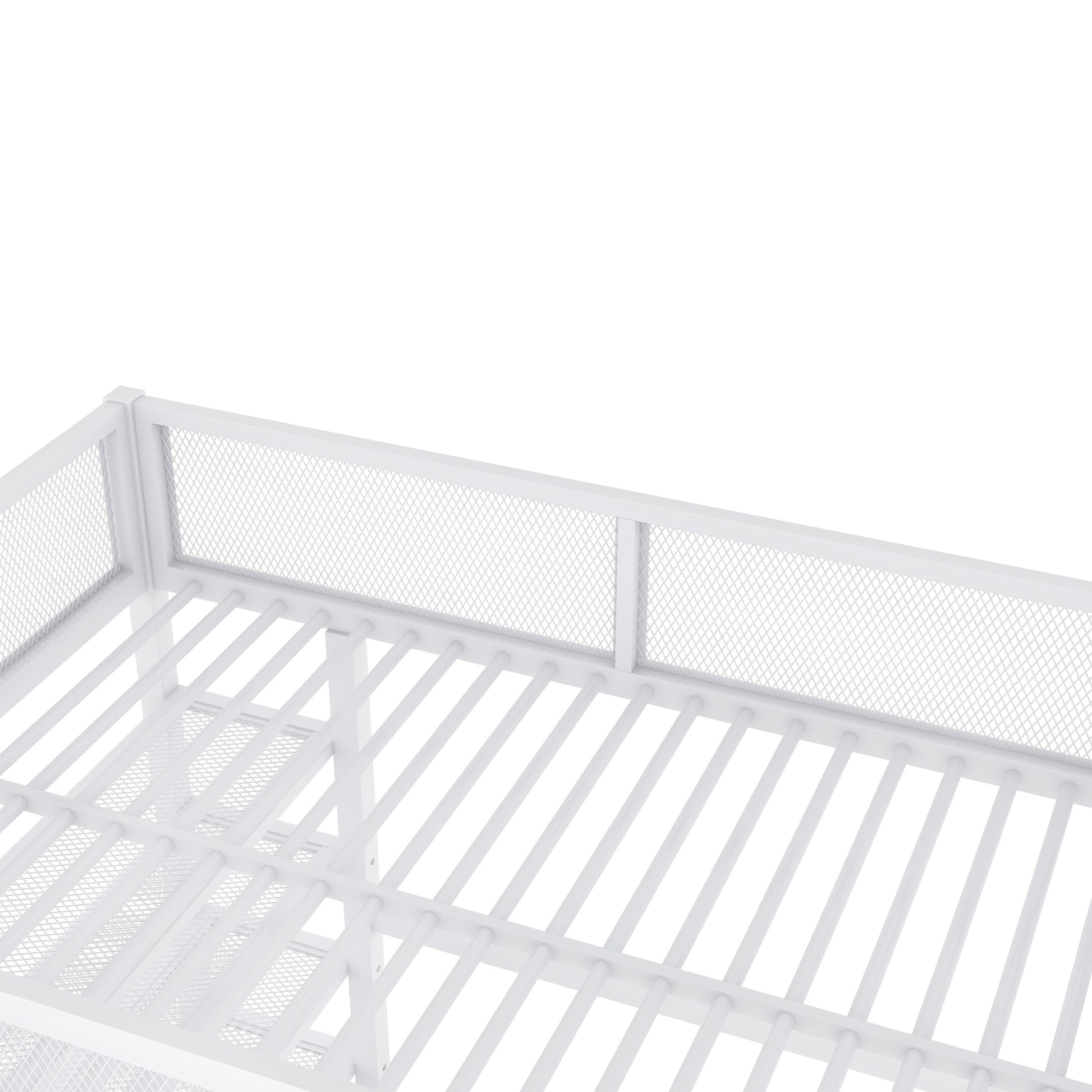 Full Size Metal Loft Bed With 4 Tier Shelves And Storage, White Full White Metal