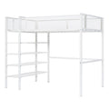 Twin Size Metal Loft Bed With 4 Tier Shelves And Storage, White White Metal