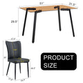 One Table And 4 Black Pu Chairs. Rectangular Tea Brown Glass Dining Table, Tempered Glass Tabletop And Black Metal Legs, Suitable For Kitchen, Dining Room, And Living Room, 51 