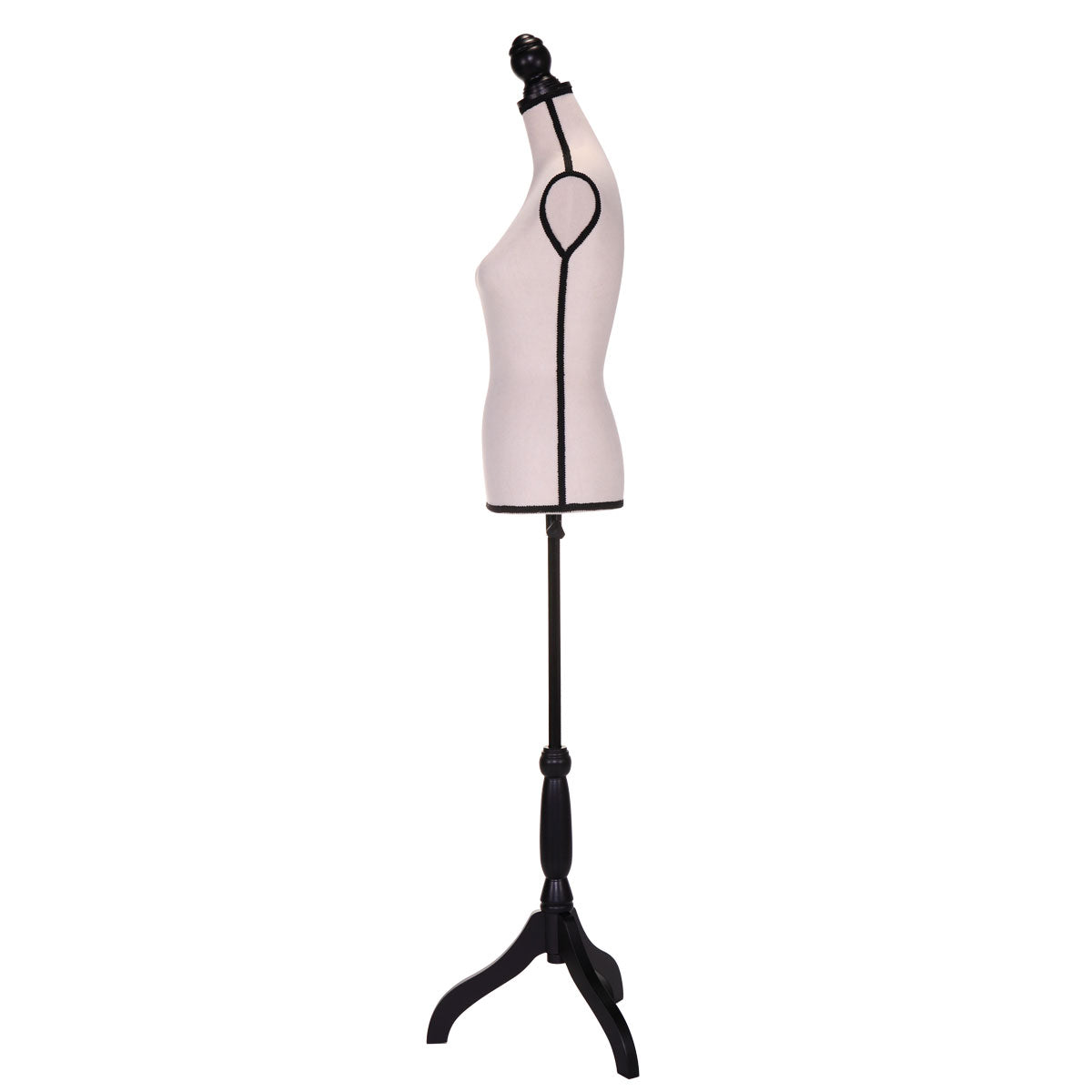 Female Mannequin Torso Dress Form Manikin Body Model With Tripod Wood Stand 51.2" 66" Adjustable Height, Beige Beige Mdf