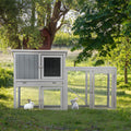 Wooden Rabbit Hutch Chicken Coop With 1 Removable Tray And 3 Lockable Doors For Indoor And Outdoor Use, Gray White Gray Wood Metal