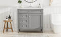 36'' Bathroom Vanity With Top Sink, Modern Bathroom Storage Cabinet With 2 Drawers And A Tip Out Drawer, Single Sink Bathroom Vanity 3 Grey 1 1 Adjustable Hinges Bathroom Freestanding Solid Wood Mdf Painted