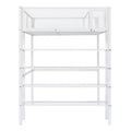 Twin Size Metal Loft Bed With 4 Tier Shelves And Storage, White White Metal