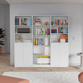 Salina 3 Piece Living Room Set With 3 Bookcases, White White Particle Board Engineered Wood