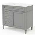 36'' Bathroom Vanity With Top Sink, Modern Bathroom Storage Cabinet With 2 Drawers And A Tip Out Drawer, Single Sink Bathroom Vanity 3 Grey 1 1 Adjustable Hinges Bathroom Freestanding Solid Wood Mdf Painted