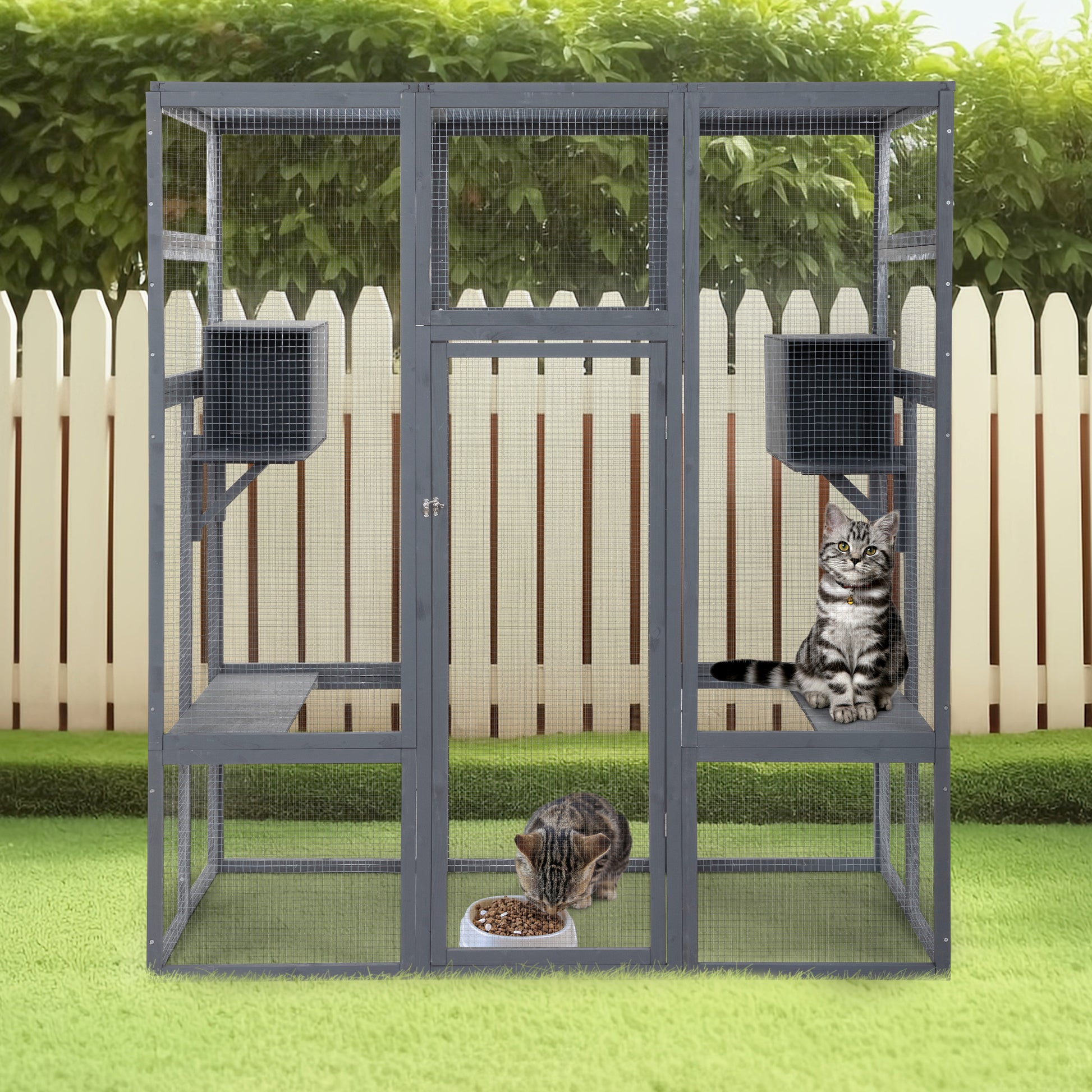 Super Large Cat Cage Grey Grey Wood Metal