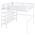 Full Size Metal Loft Bed With 4 Tier Shelves And Storage, White Full White Metal