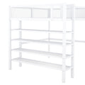 Full Size Metal Loft Bed With 4 Tier Shelves And Storage, White Full White Metal