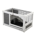 Luxury 2 Storey Pet House Box Wooden Cage Comfy Cabin For Small Animals, Grey White Grey Wood