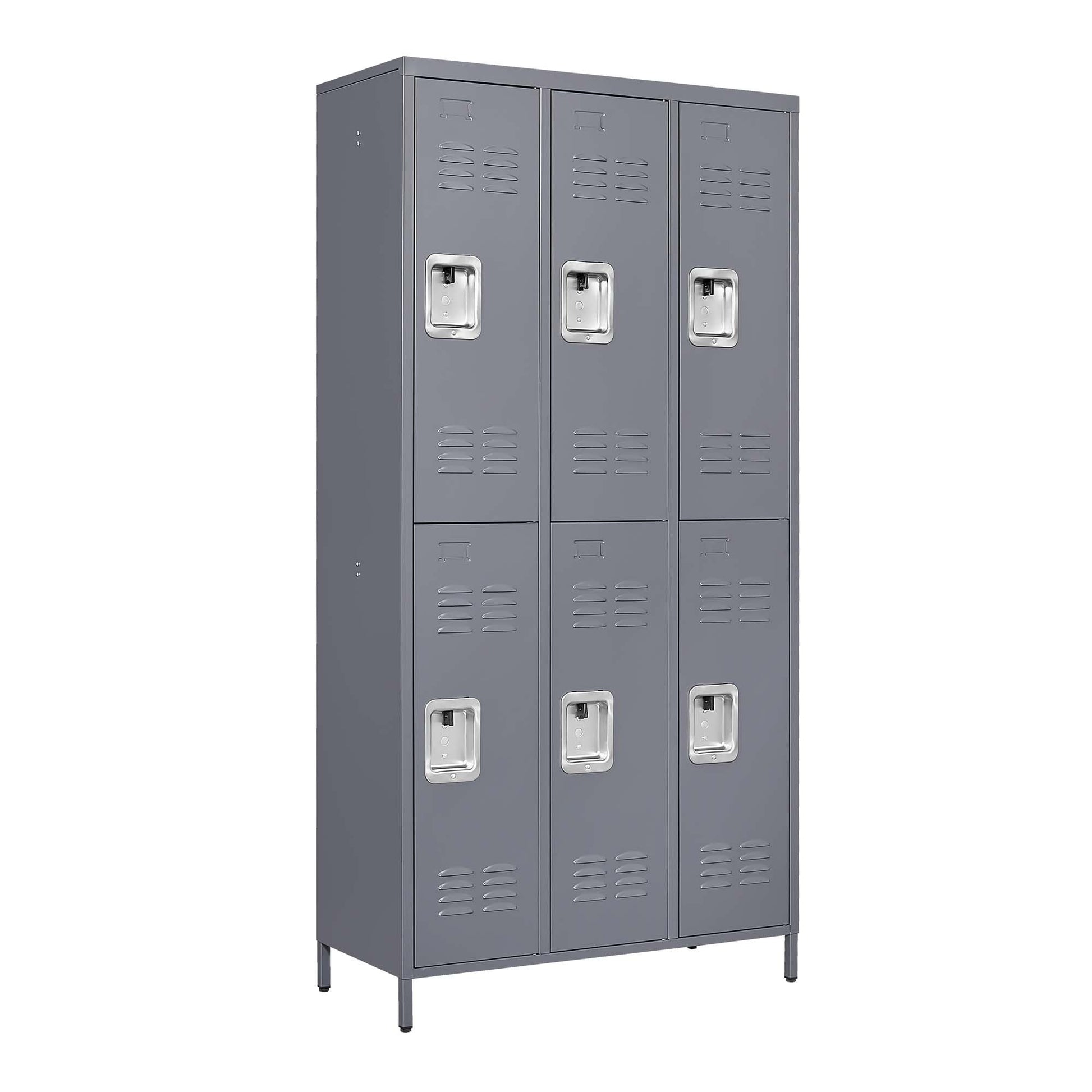 6 Door 72"H Metal Lockers With Lock for freestanding-5 or more spaces-gray-gym-door