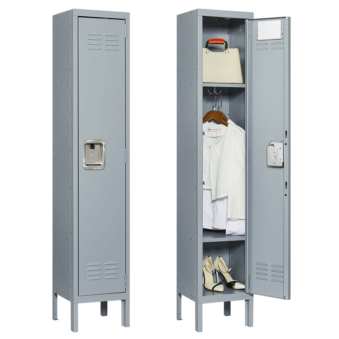 5 Door 66"H Metal Lockers With Lock for freestanding-5 or more spaces-gray-gym-door