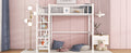 Twin Size Metal Loft Bed With 4 Tier Shelves And Storage, White White Metal