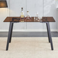 Modern Minimalist Style Rectangular Tea Brown Glass Dining Table, Tempered Glass Tabletop And Black Metal Legs, Suitable For Kitchen, Dining Room, And Living Room, 51 