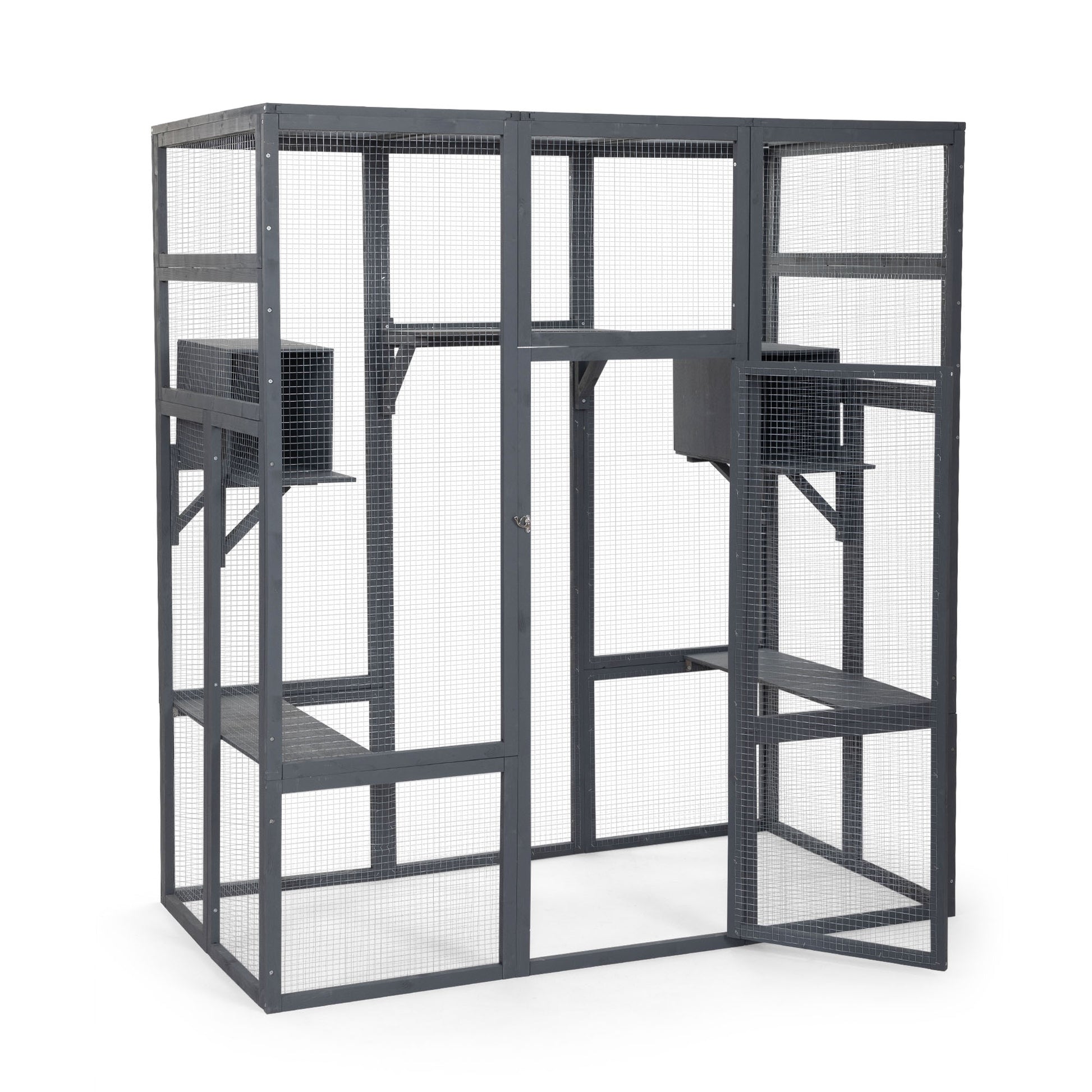 Super Large Cat Cage Grey Grey Wood Metal