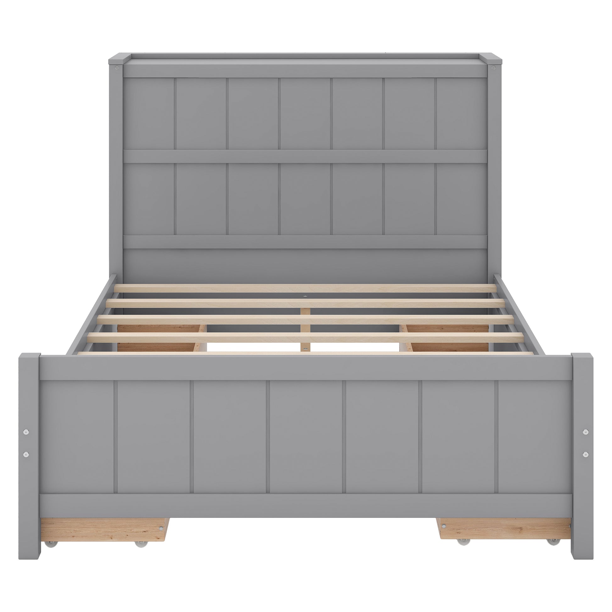 Full Size Platform Bed With Drawers And Storage Shelves, Gray Gray Solid Wood Mdf