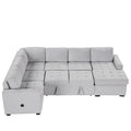 Sectional Sleeper Sofa With Pull Out Bed And Lounge Chair, Usb And Type C Interfaces, Suitable For Living Room, Office, And Spacious Spaces Gray Polyester
