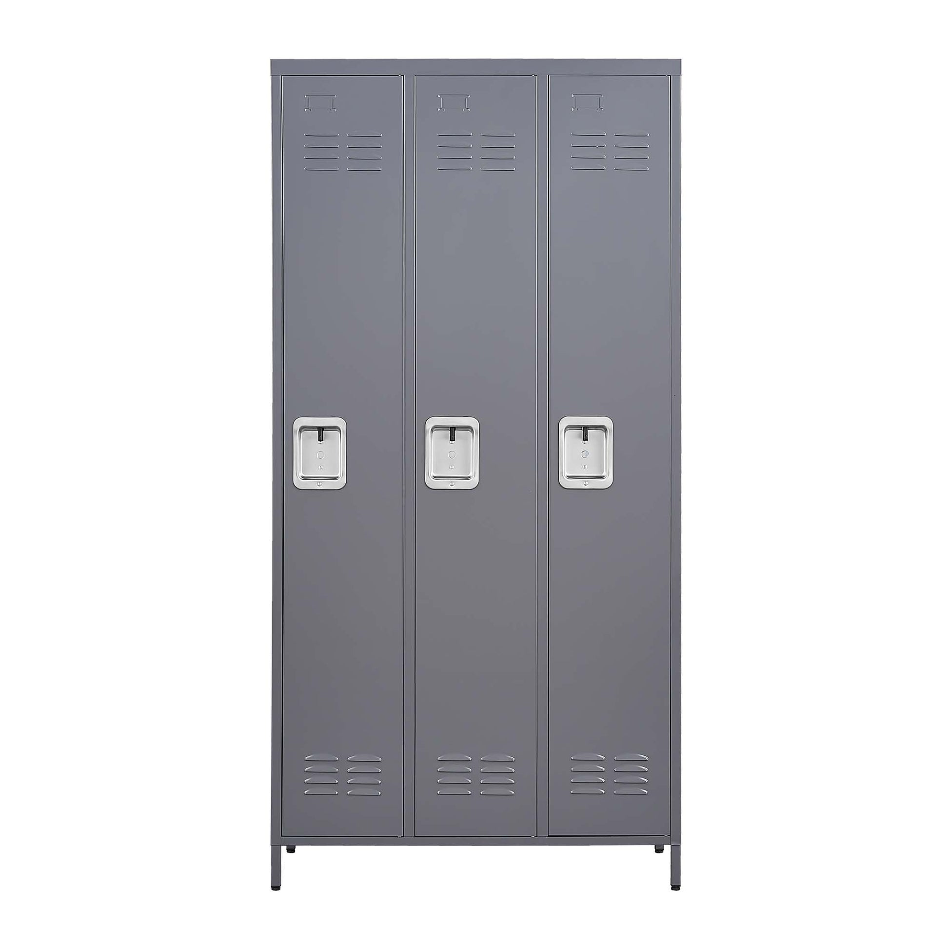 3 Door 72"H Metal Lockers With Lock for freestanding-5 or more spaces-gray-gym-door