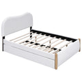 Full Size Upholstered Platform Bed With Wood Supporting Feet And Twin Size Trundle, White Box Spring Not Required Full White Wood Bedroom Upholstered