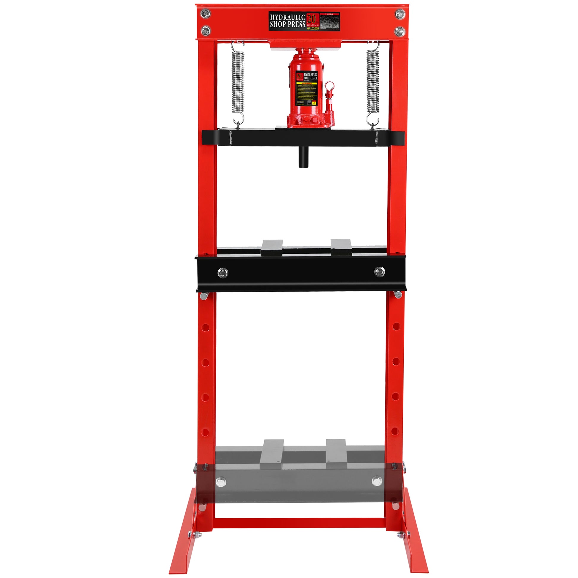 20 Ton Hydraulic Shop Floor Press, Steel H Frame Shop Press,Adjustable Working Table, Floor Stand Jack For Gears And Bearings,Red Red Steel