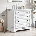 36'' Freestanding Single Bathroom Vanity with Marble 3-white-soft close