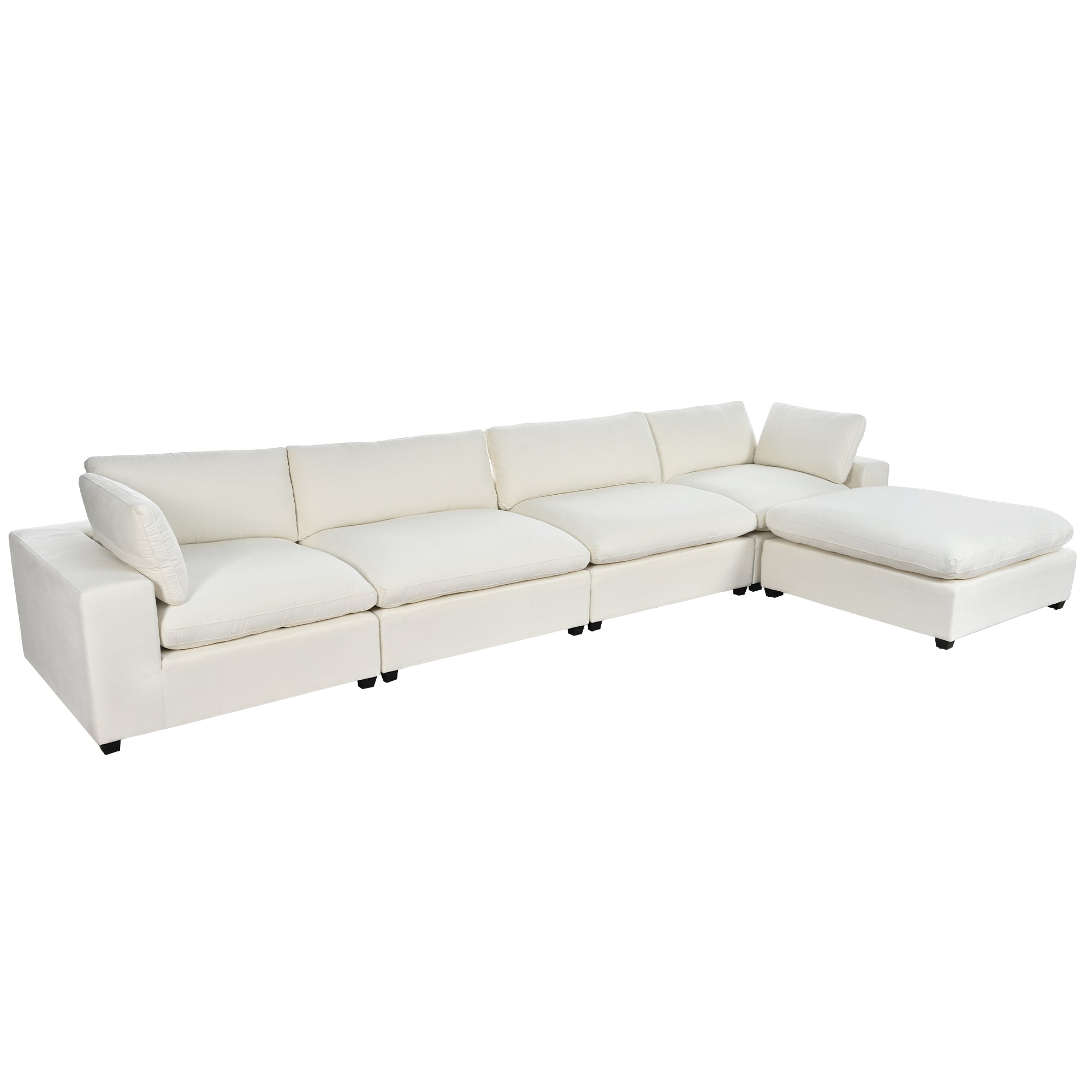 U style Upholstered Oversize Modular Sofa with beige-polyester-5 seat