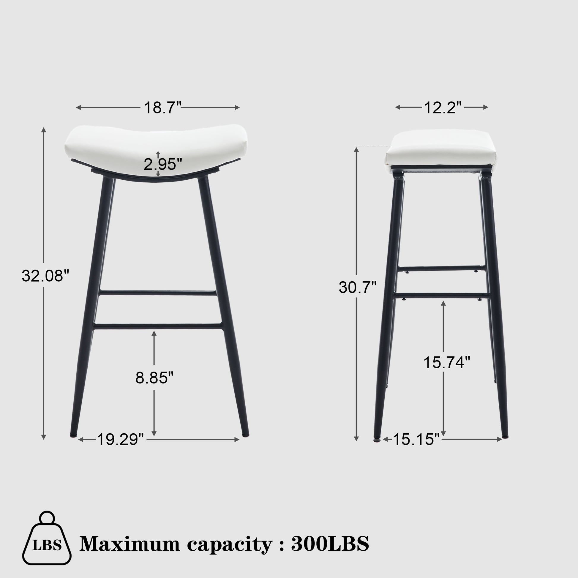 Counter Height Bar Stool Set Of 2 For Dining Room Kitchen Counter Island, Pu Upholstered Breakfast Stools With Footrest,Cream Cream Kitchen Foam Dry Clean Modern Bar Stools Foam Pu Leather