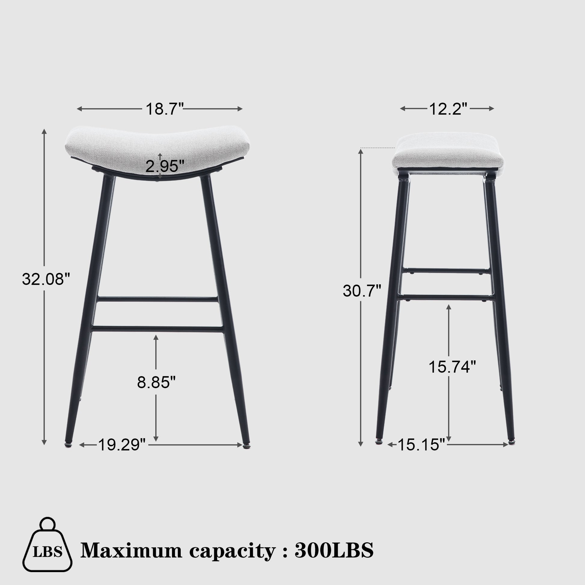 Counter Height Bar Stool Set Of 2 For Dining Room Kitchen Counter Island,Linen Fabric Upholstered Breakfast Stools With Footrest,Beige Gray Pale Blue Beige Kitchen Foam Dry Clean Modern Bar Stools Foam Linen