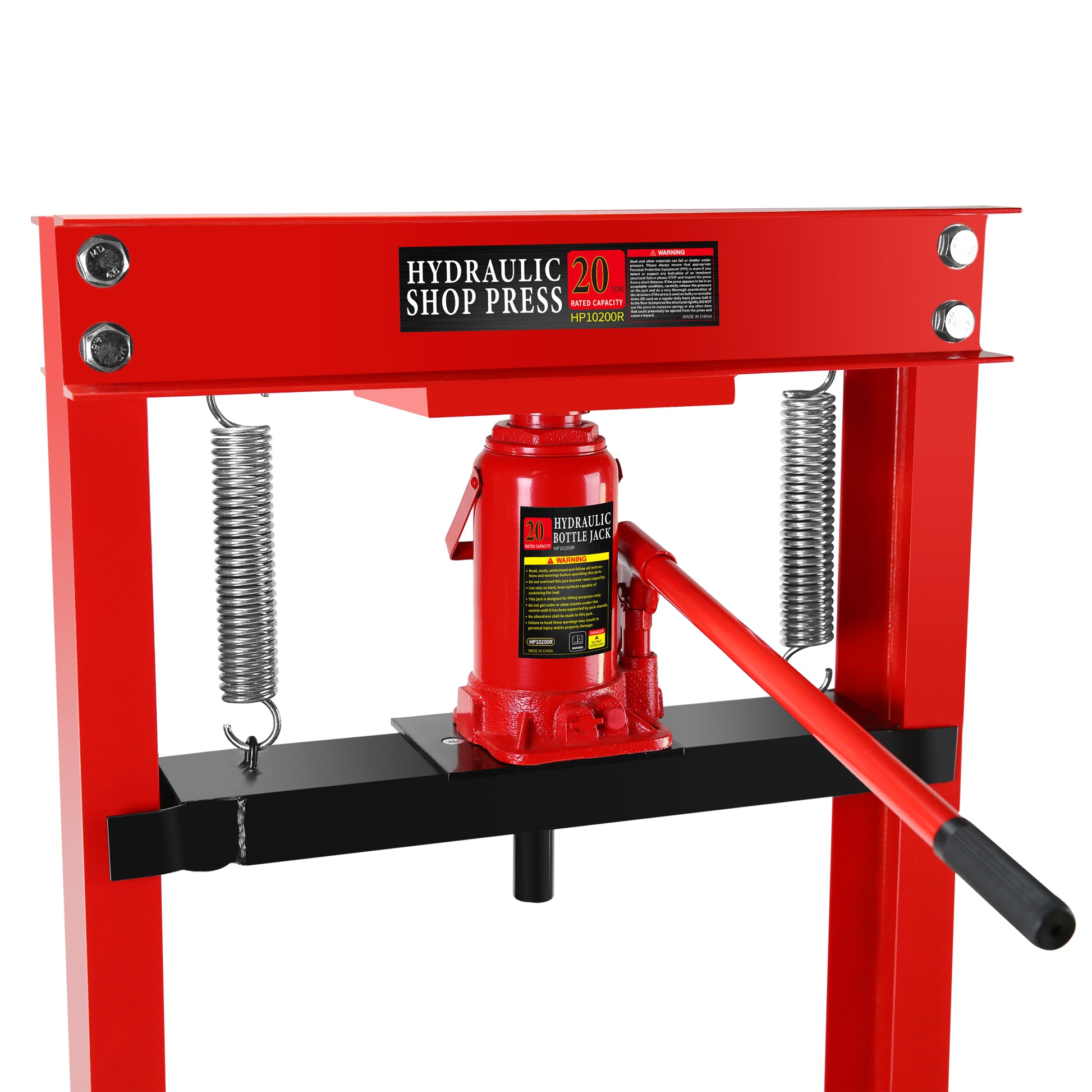 20 Ton Hydraulic Shop Floor Press, Steel H Frame Shop Press,Adjustable Working Table, Floor Stand Jack For Gears And Bearings,Red Red Steel
