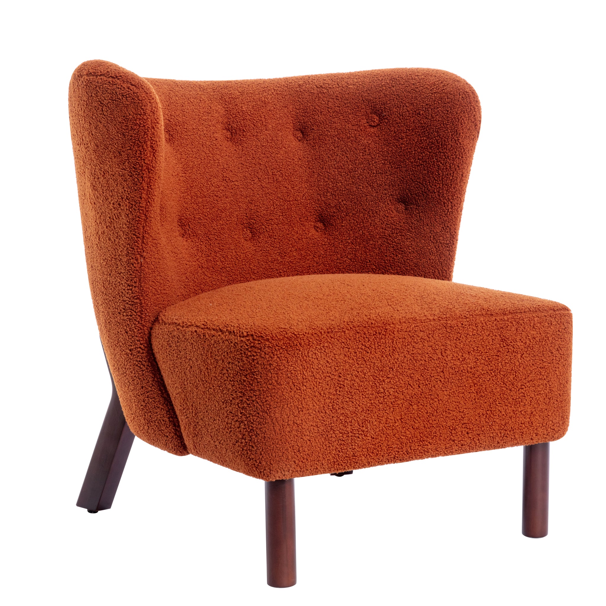 Accent Chair, Upholstered Armless Chair Lambskin burnt orange-polyester