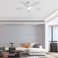 52 Inch Modern Ceiling Fan With 5 Abs Blades Remote Control Reversible Dc Motor White For Bedroom White Abs