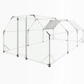 10 Ft. X 20 Ft. Galvanized Large Metal Walk In Chicken Coop Cage Farm Poultry Run Hutch Hen House Silver Iron