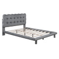 Full Size Velvet Platform Bed With Led Frame, Thick & Soft Fabric And Button Tufted Design Headboard, Gray Gray Velvet