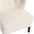 Accent Chair, Upholstered Armless Chair Lambskin Sherpa Single Sofa Chair With Wooden Legs, Modern Reading Chair For Living Room Bedroom Small Spaces Apartment, Cream Cream Polyester