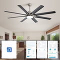 66 Inch Low Profile Abs Ceiling Fan With Dimmable Lights And Smart Remote Control 6 Speed Reversible Noiseless Dc Motor For Indoor Brushed Nickel Abs