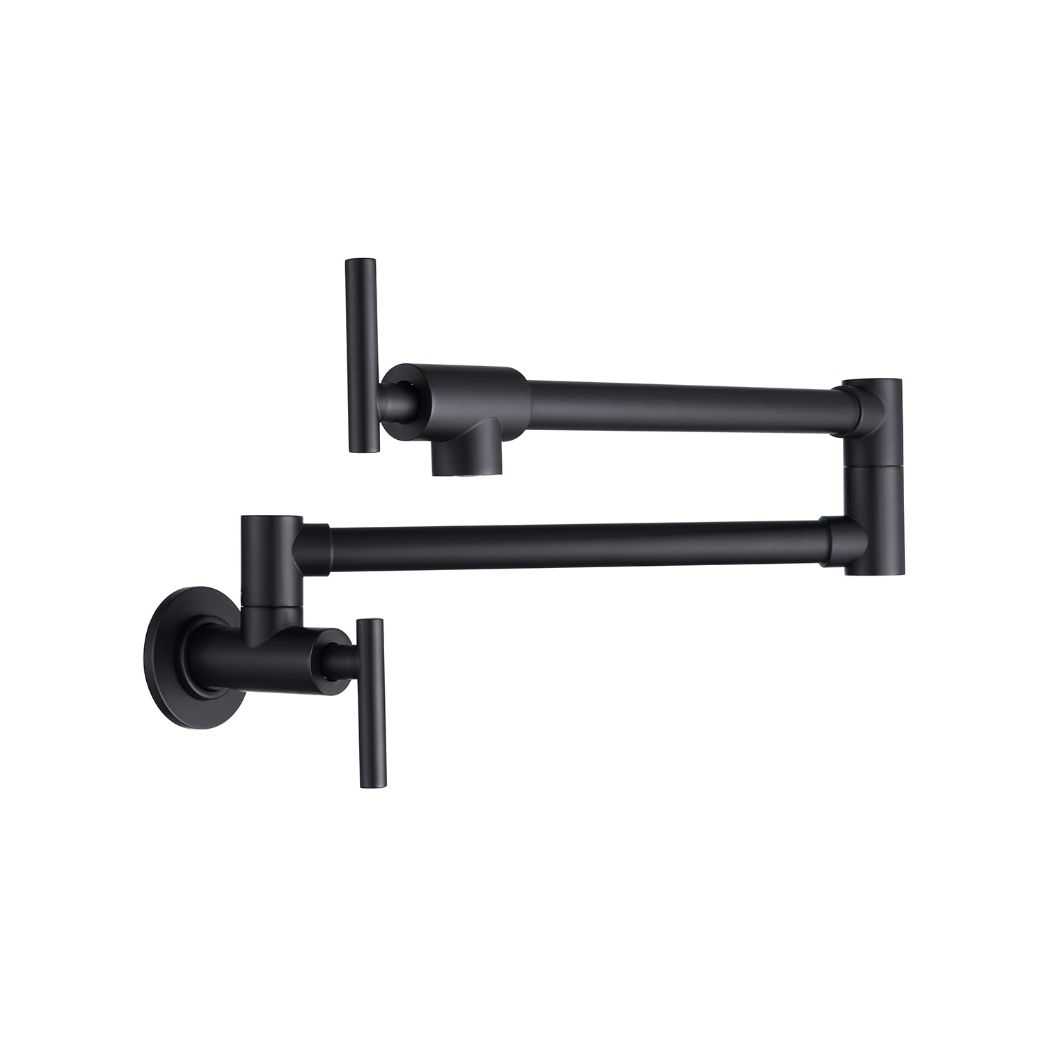 Wall Mount Folding Kitchen Pot Filler Faucet Matte Black Brass