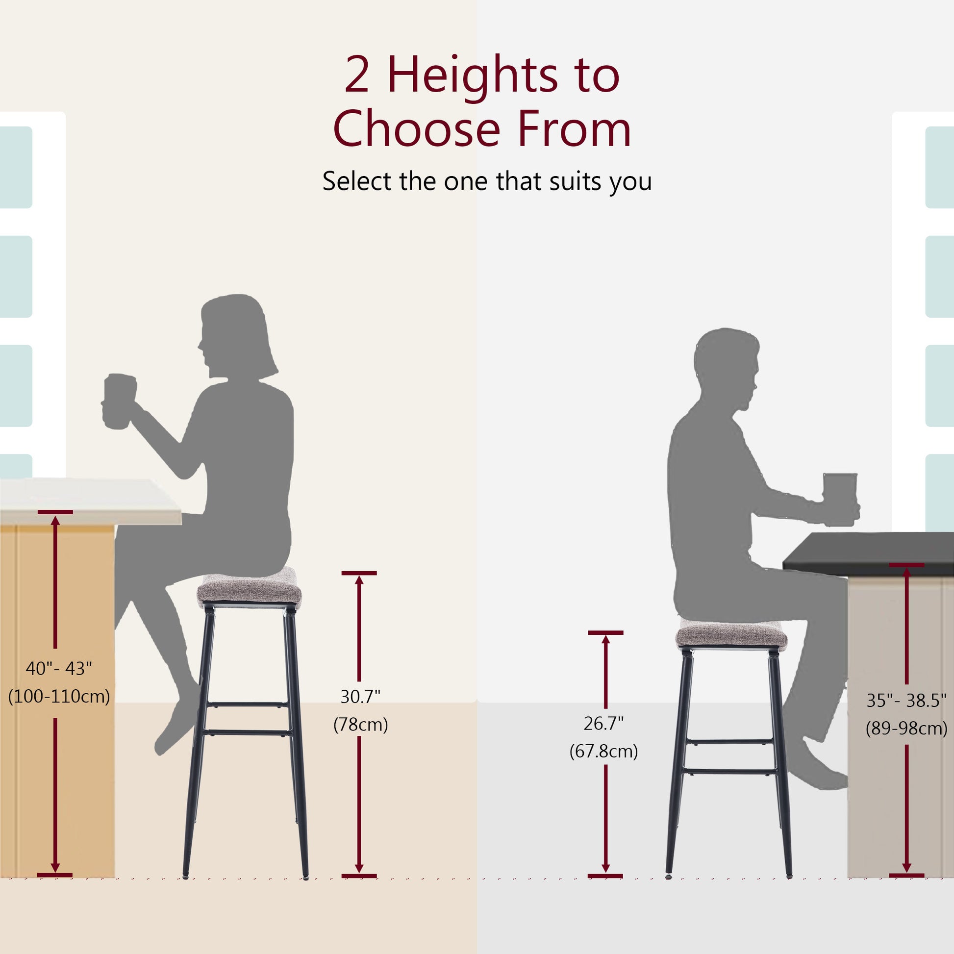 Counter Height Bar Stool Set Of 2 For Dining Room Kitchen Counter Island, Linen Fabric Upholstered Breakfast Stools With Footrest,Coffee Coffee Kitchen Foam Dry Clean Modern Bar Stools Foam Linen