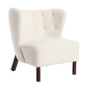 Accent Chair, Upholstered Armless Chair Lambskin Sherpa Single Sofa Chair With Wooden Legs, Modern Reading Chair For Living Room Bedroom Small Spaces Apartment, Cream Cream Polyester