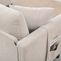 107.87'Sectional Sofa Couch With 1 Ottoman,Seat Cushion And Back Cushion Removable Beige Polyester