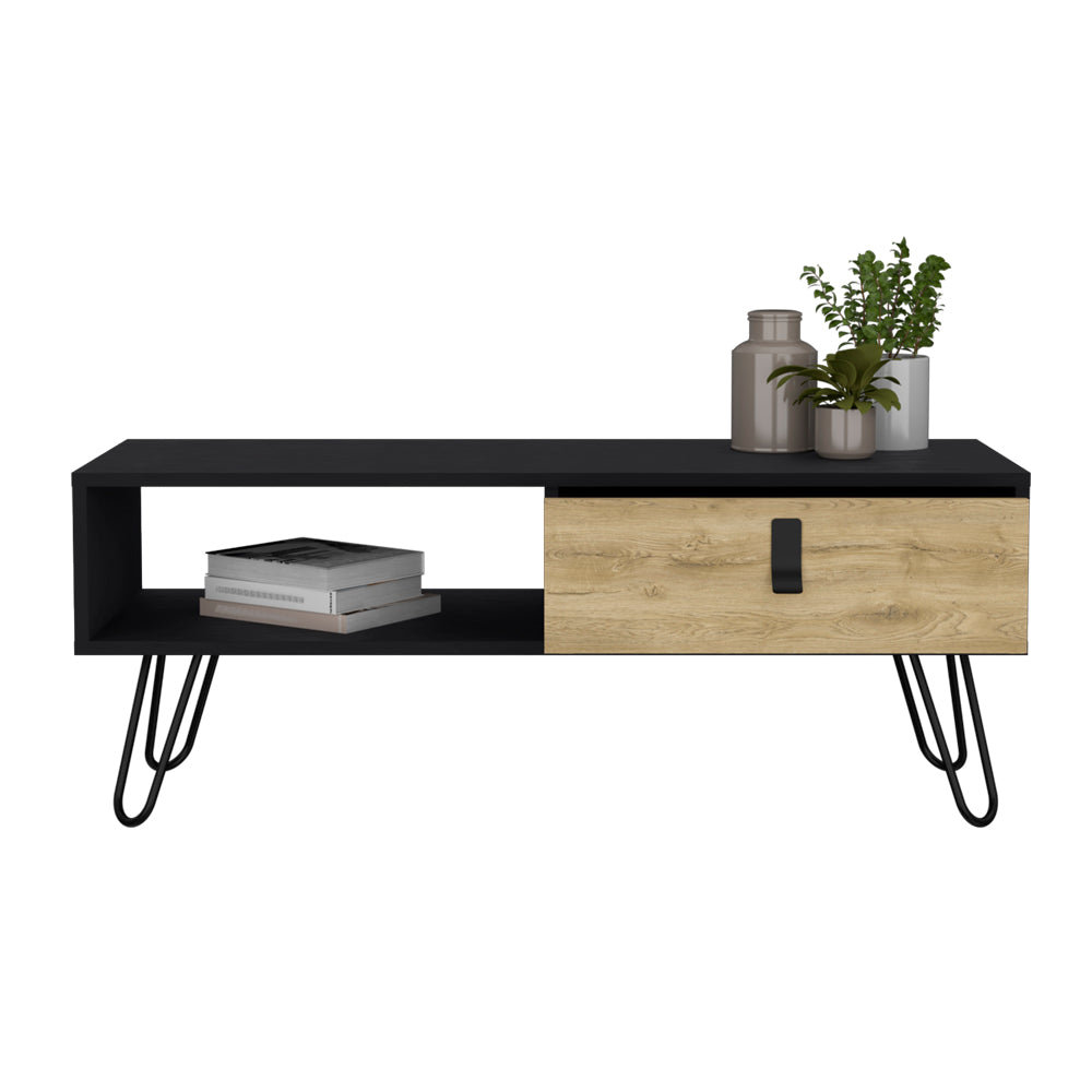 Coffee Table Magness, Living Room, Black Macadamia Multicolor Particle Board Engineered Wood