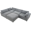 Upholstered Oversize Modular Sofa With Removable Ottoman,Sectional Sofa For Living Room Apartment 5 Seater Grey Polyester 5 Seat