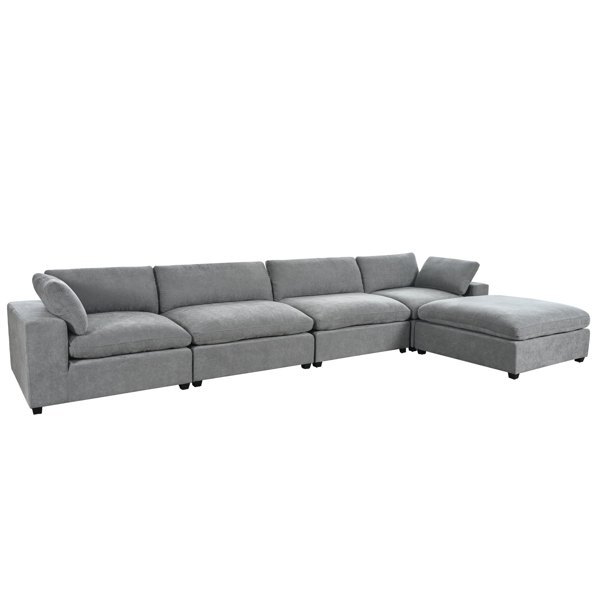 U style Upholstered Oversize Modular Sofa with grey-polyester-5 seat