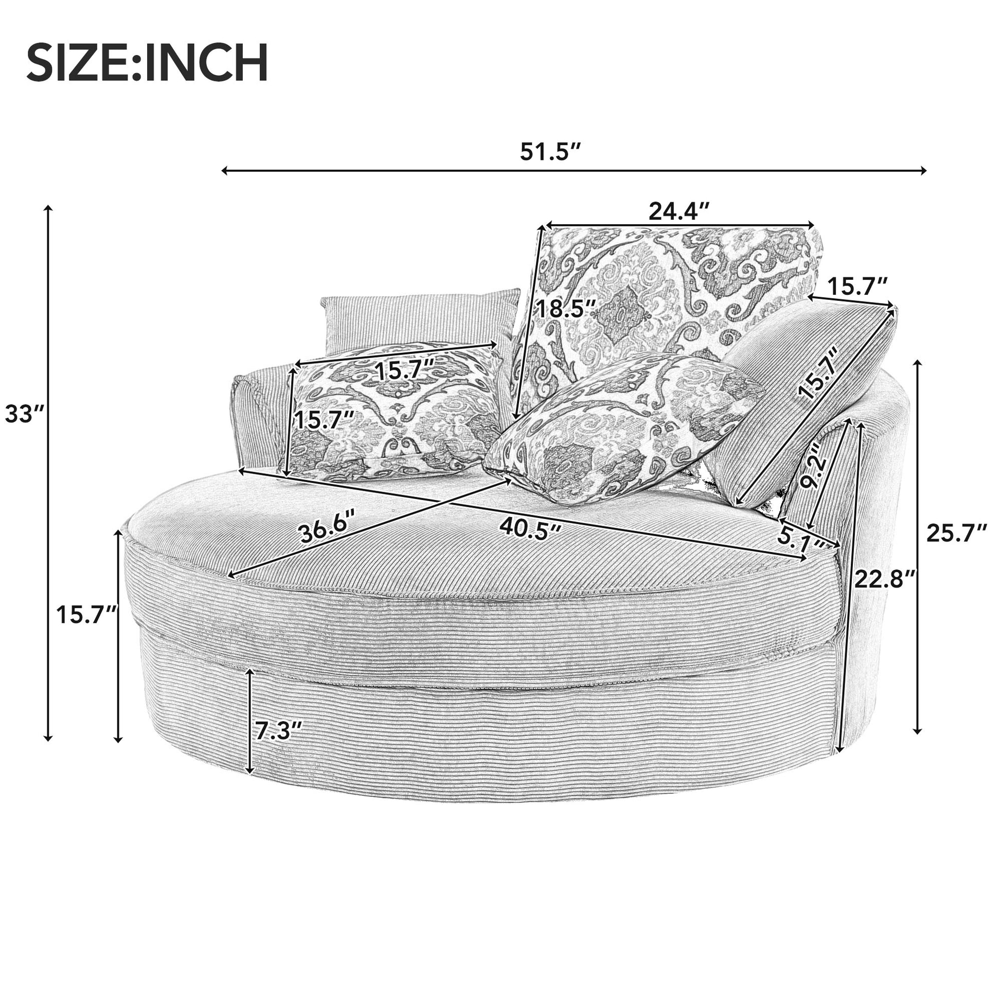 Swivel Accent Barrel Chair With 5 Movable Pillow 360 Degree Swivel Round Sofa Chair For Living Room,Bedroom, Hotel, Beige Beige Foam Corduroy