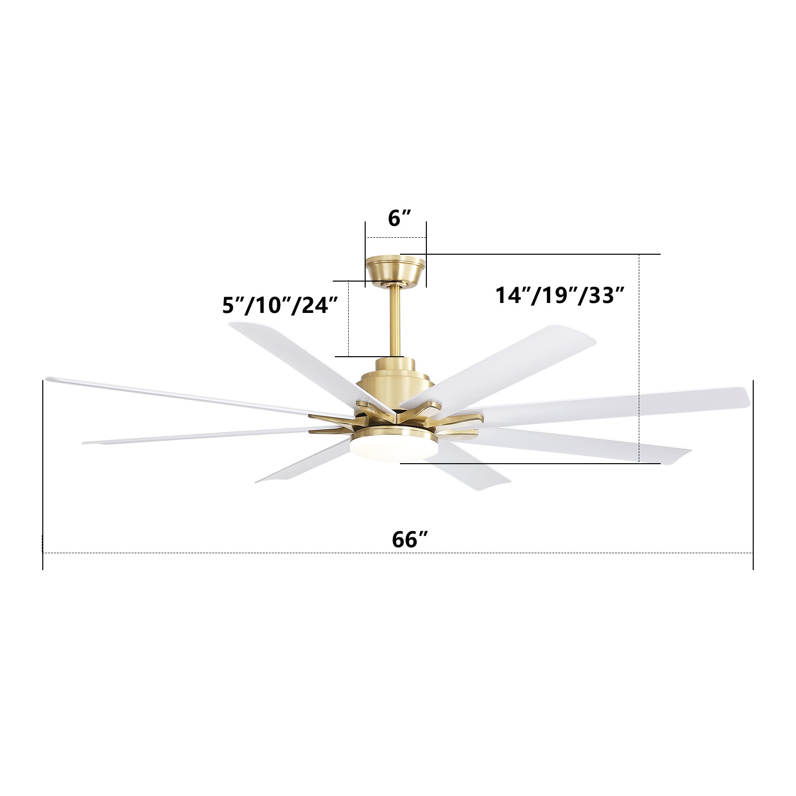 66 Inch Low Profile Abs Ceiling Fan With Dimmable Lights And Smart Remote Control 6 Speed Reversible Noiseless Dc Motor For Indoor Gold Abs