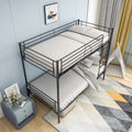 Twin Over Twin Bunk Bed, Metal Frame With Ladder Box Spring Not Required Twin Black Metal Bedroom Modern Bed Frame Metal Metal