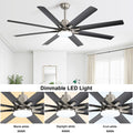 66 Inch Low Profile Abs Ceiling Fan With Dimmable Lights And Smart Remote Control 6 Speed Reversible Noiseless Dc Motor For Indoor Brushed Nickel Abs