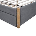 Full Size Upholstered Platform Bed With Wood Supporting Feet And Twin Size Trundle, Gray Box Spring Not Required Full Gray Wood Bedroom Upholstered