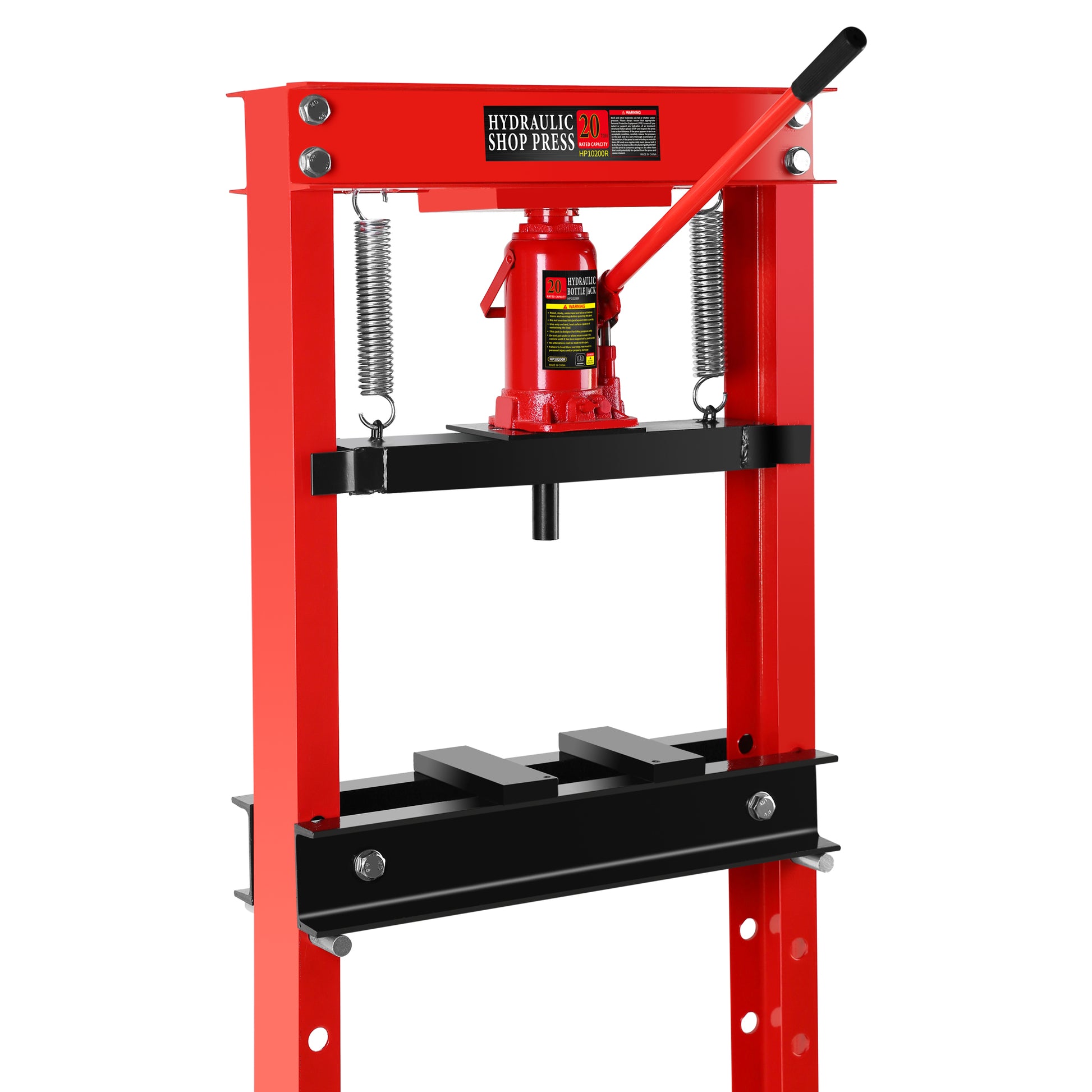 20 Ton Hydraulic Shop Floor Press, Steel H Frame Shop Press,Adjustable Working Table, Floor Stand Jack For Gears And Bearings,Red Red Steel