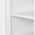 Modernist Side Cabinet With 4 Glass Doors & 3 Hooks, Freestanding Shoe Rack With Multiple Adjustable Shelves, Versatile Display Cabinet With Gold Handles For Hallway, Living Room, White 5 Or More Spaces White Primary Living Space Adjustable Shelves