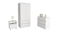 Beloit 3 Piece Bedroom Set, Nightstand Dresser Armoire, White White Particle Board Engineered Wood
