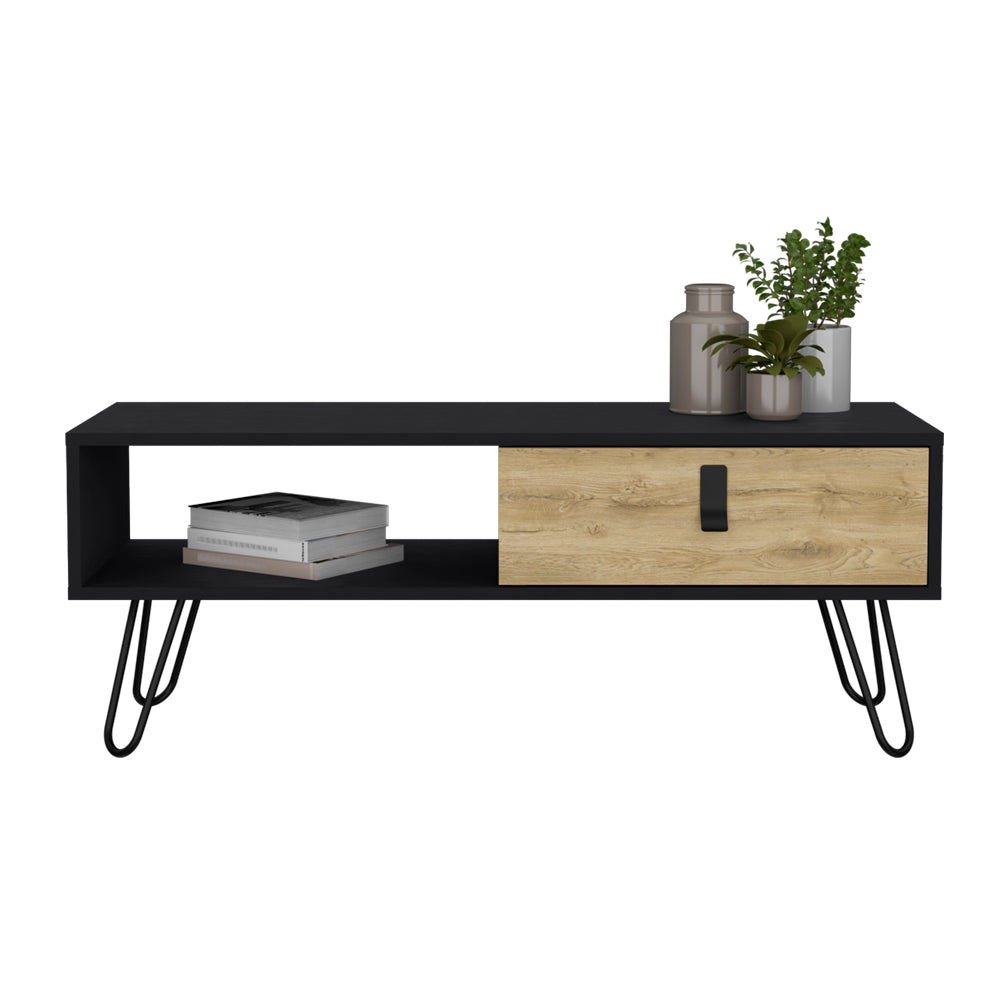 Coffee Table Magness, Living Room, Black Macadamia Multicolor Particle Board Engineered Wood